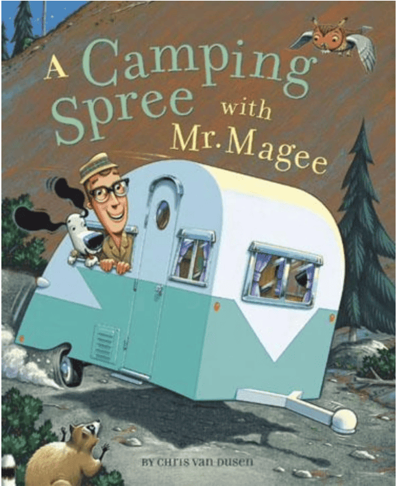A Camping Spree with Mr. Magee book cover - funny rhyming camping book for kids