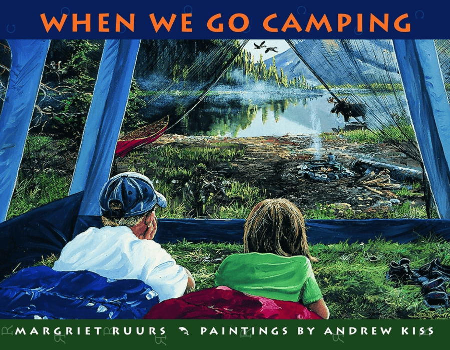 When We Go Camping book cover with realistic nature illustrations