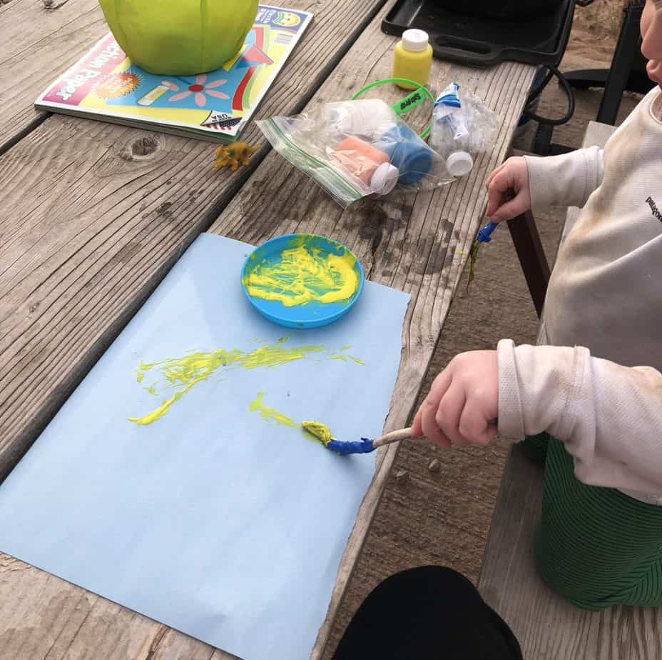 painting with leaves for kids