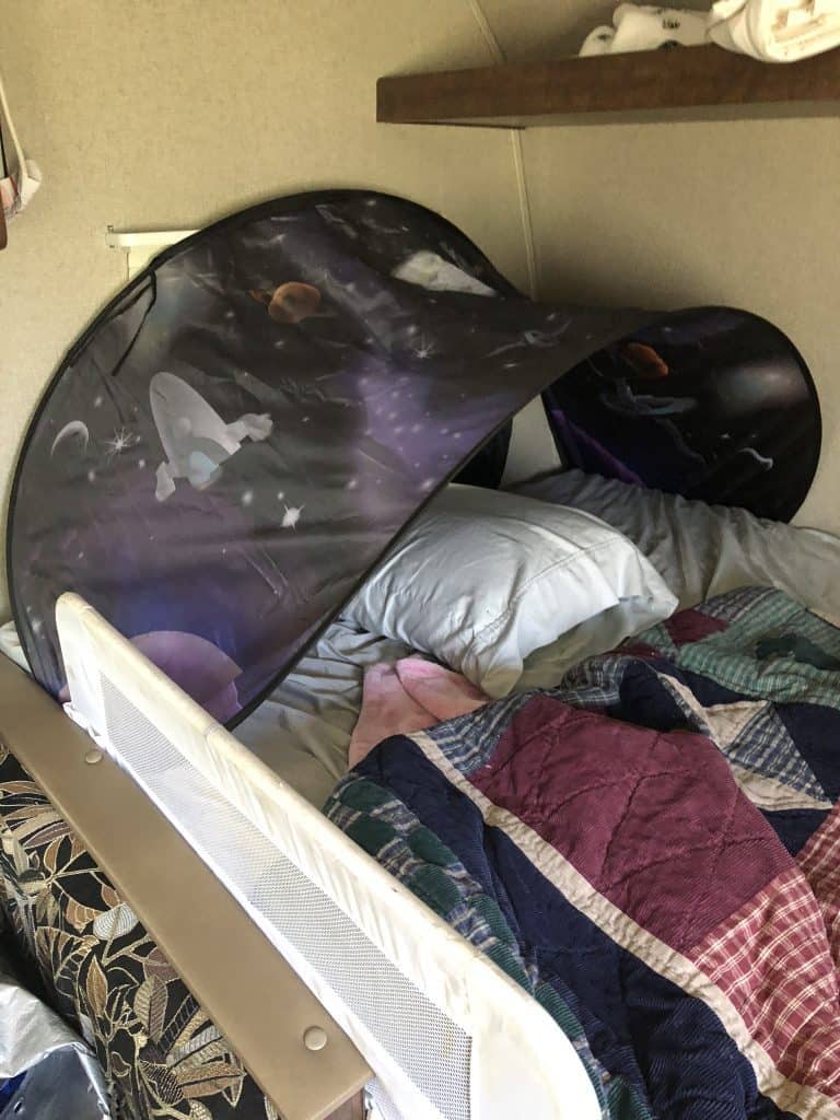 camping hacks when sleeping with baby - use a dreamtent to make a room for the baby