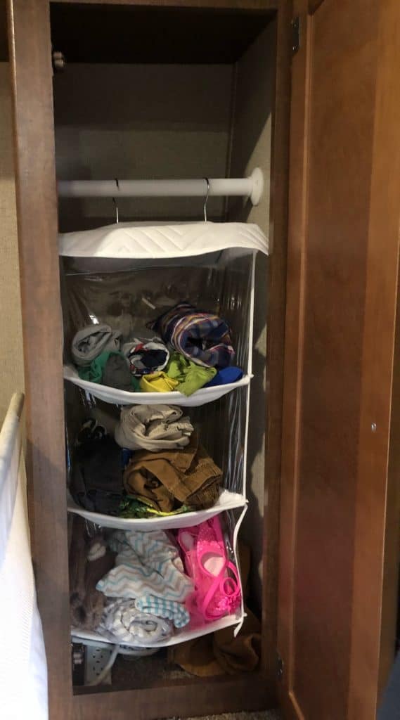 rv closet organization idea with hanging organizer