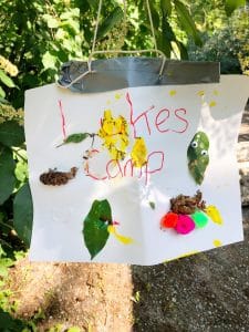 camping craft idea for toddlers, making a camp site sign