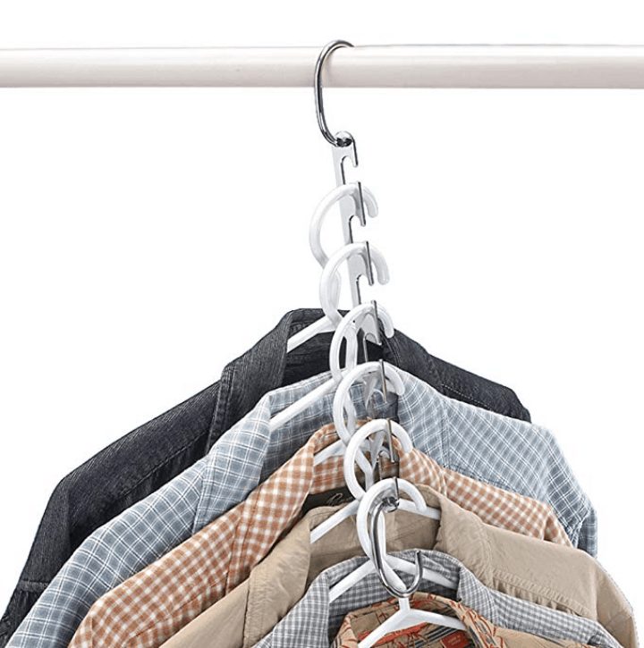 cascading clothes hanger to save space in closet