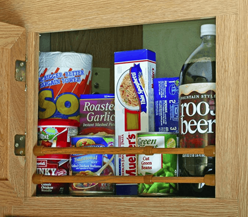 how to organize rv cabinets with tension rods