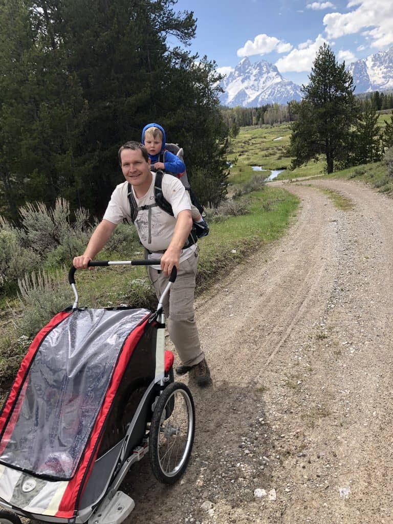 the thule chariot stroller is a good stroller for hiking, backpacking, skiing and biking