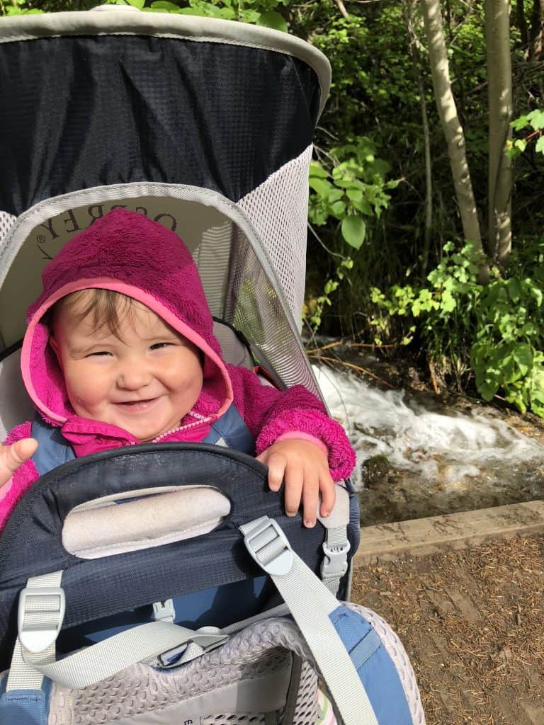 use a baby backpack for a fussy baby around camp