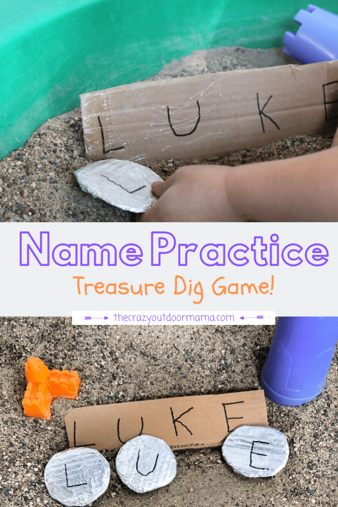 Teach your preschooler how to spell their name with this fun, easy DIY name practice activity! It'll actually keep their attention (who doesn't love to dig for treasures?!), it helps toddlers and preschoolers alike learn how to spell their name, and this fun name practice activity is easy for home or at school!