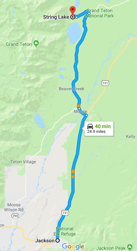directions to string lake from jackson wy