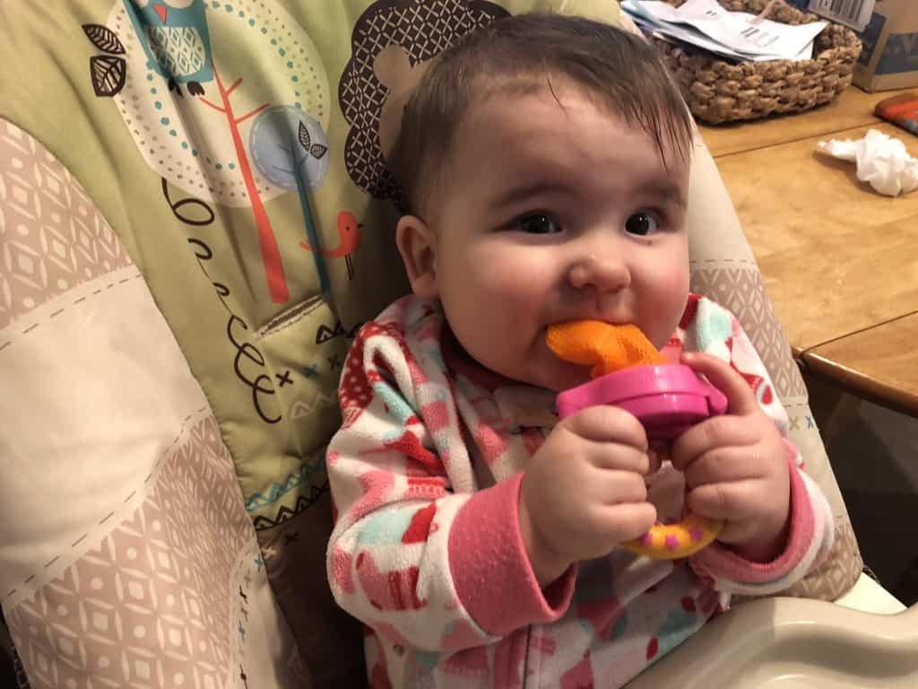 baby hack for teething use frozen fruit or milk