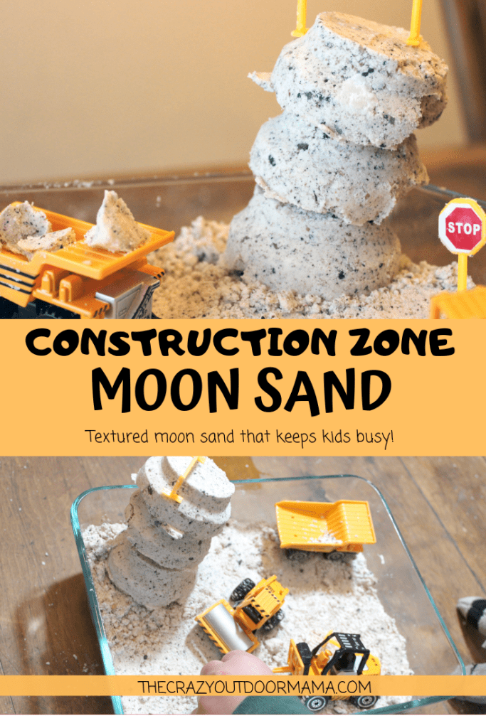 This fun moon sand recipe idea has added sensory benefits by adding in some play sand! Kids will love the added fun the texture adds to this moon sand!