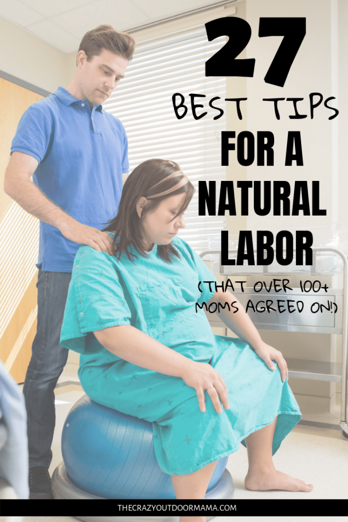 Check out the 27 best tips for a natural child birth! Learn the best natural birthing books to read, positions to decrease labor and contraction pains as well as a free printable natural childbirth plan!