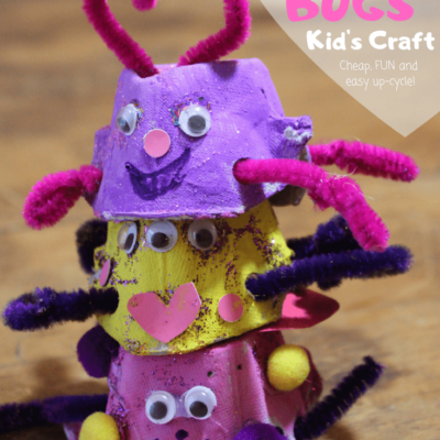 This quick, cheap and easy kids valentines craft will be a hit with toddlers, preschoolers, and more! Use an egg carton and some cute decor to make your "love bugs" and give this valentine gift to someone you love!