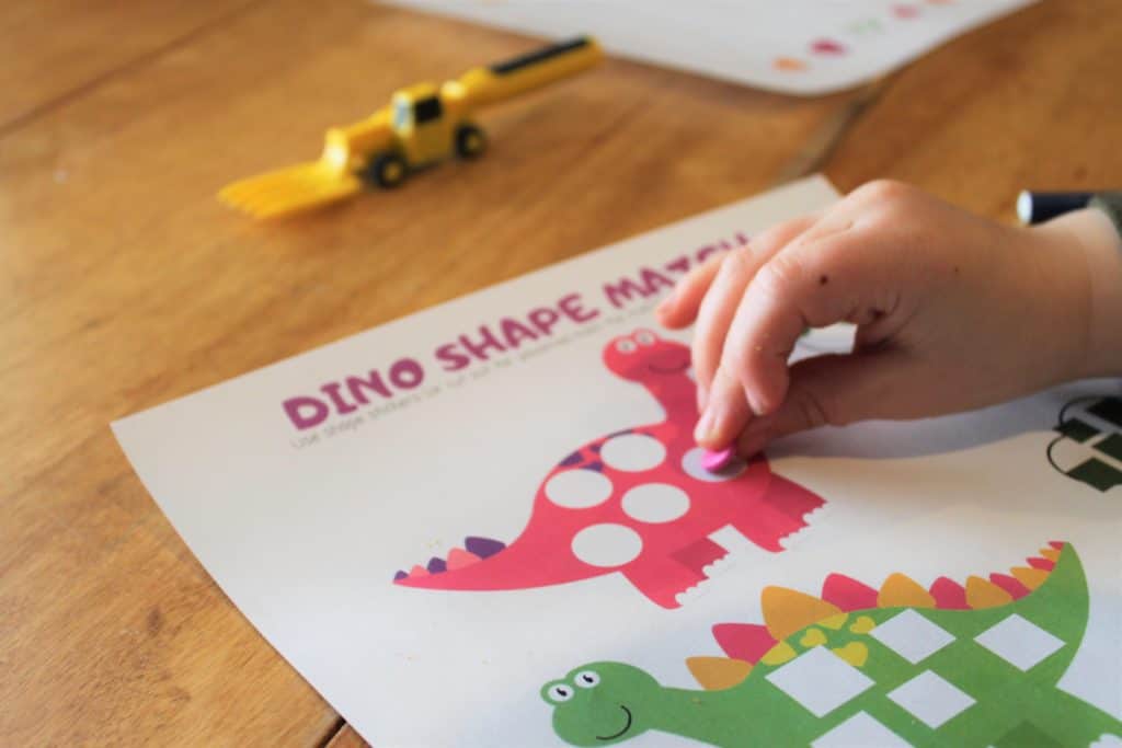 shape practice worksheet for preschoolers dino themed