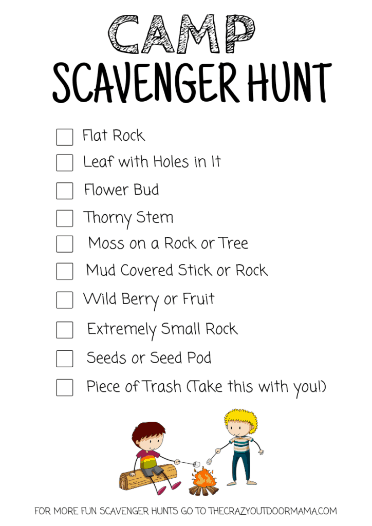 printable outdoor scavenger hunt for camp