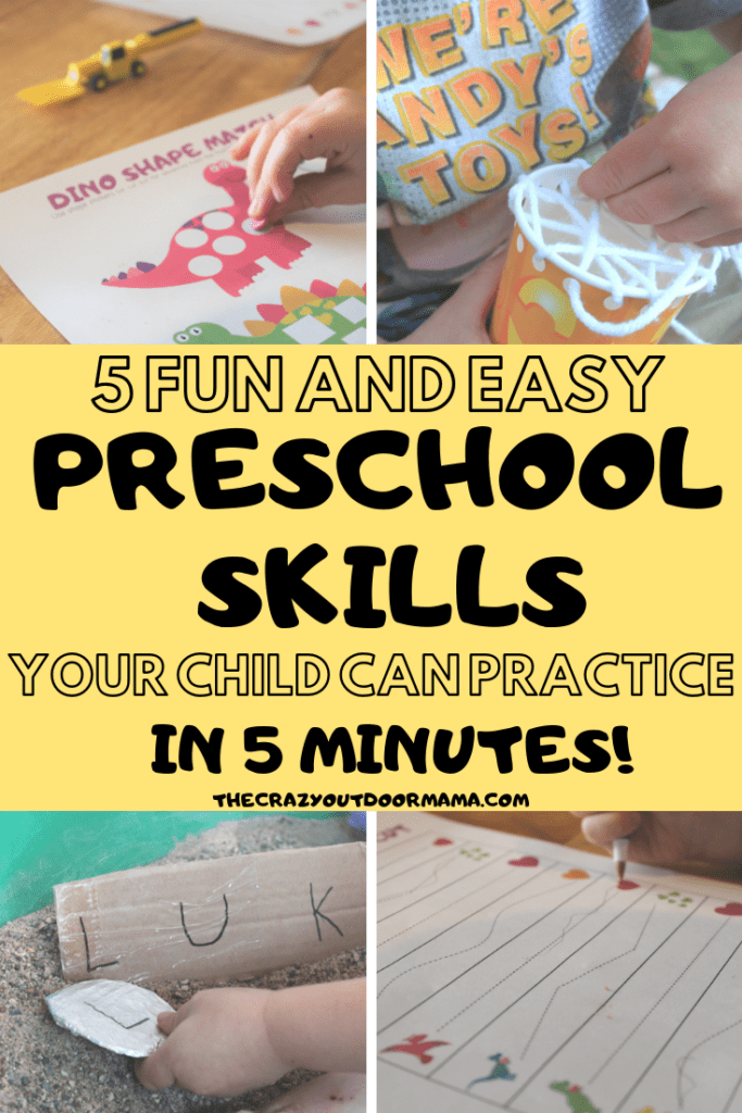 These 5 preschool activities are perfect for 3 year olds just entering school! Practice important skills like name practice, cutting, tracing, lacing and matching with hands on fun that will help develop fine motor and sensory skills too!