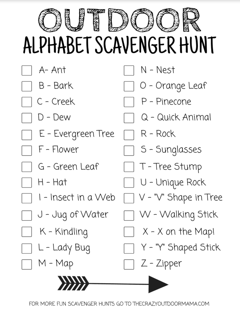alphabet camp scavenger hunt
