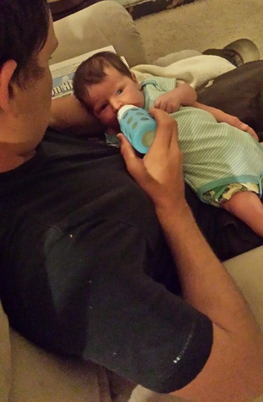 help feed the baby to teach baby that dad is good