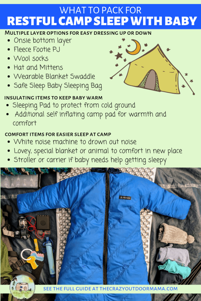 pack list for good sleep with baby while camping