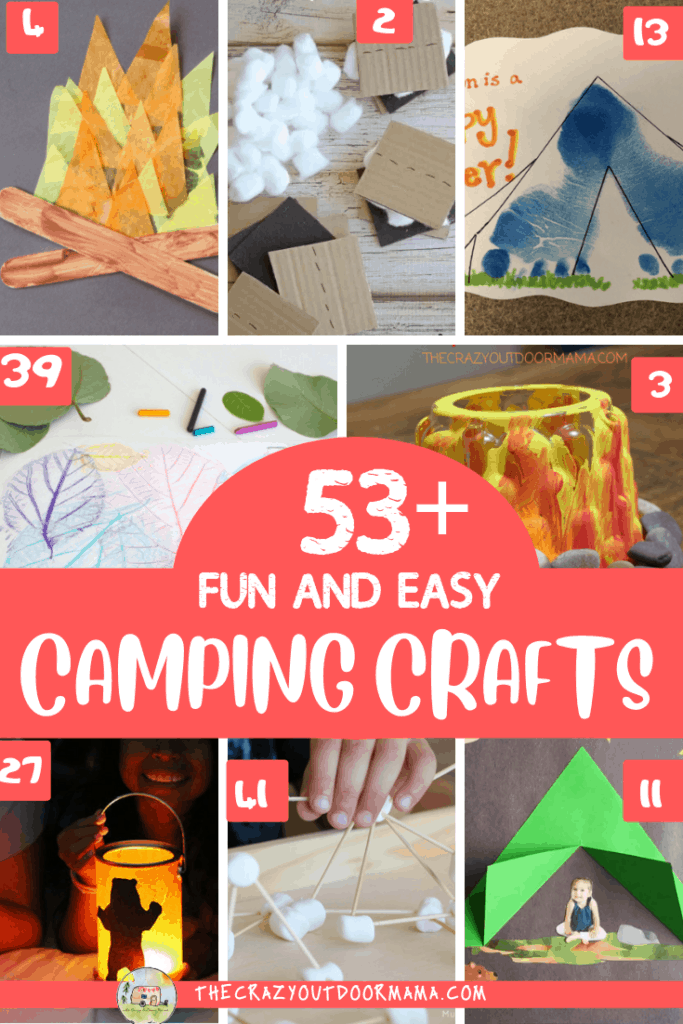 53 Bricolages de camping pour les enfants d'âge préscolaire à même les enfants plus âgés à faire cet été qui sont amusants et faciles ! Faites un grand voyage de camp en famille ou une fête sur le thème du camp avec ces bricolages de camping !