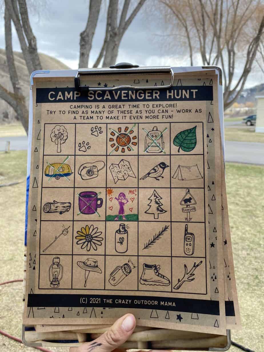 printable camping craft scavenger hunt set for kids