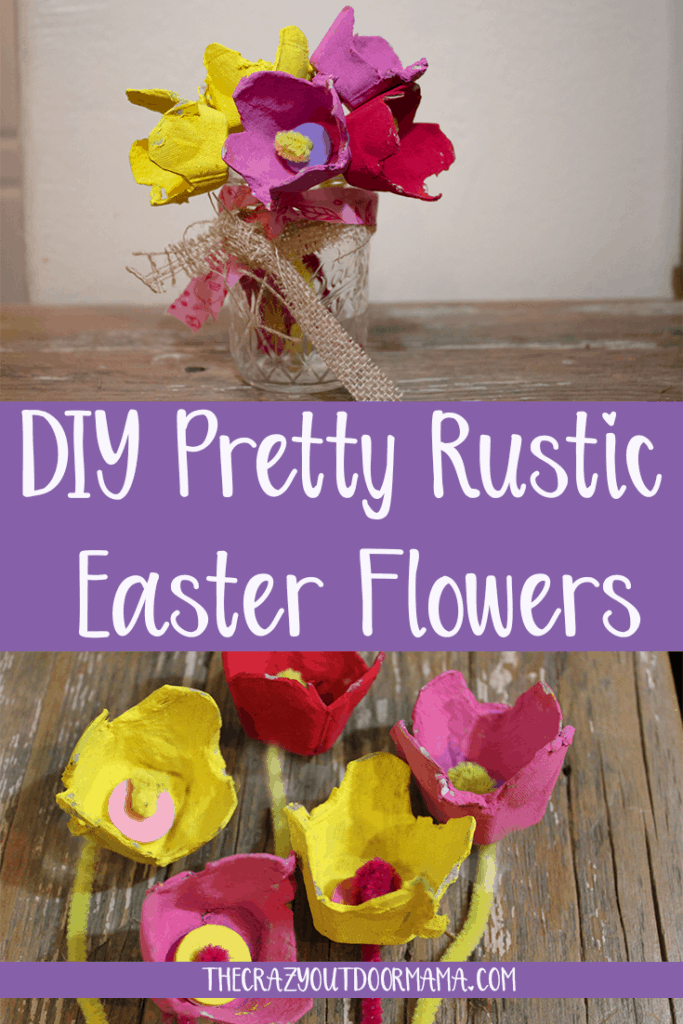 easy easter flower craft for kids or adults using egg carton rustic easter decor