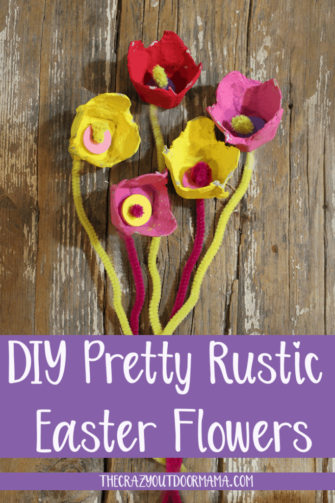 easy easter flower craft for kids or adults using egg carton rustic easter decor