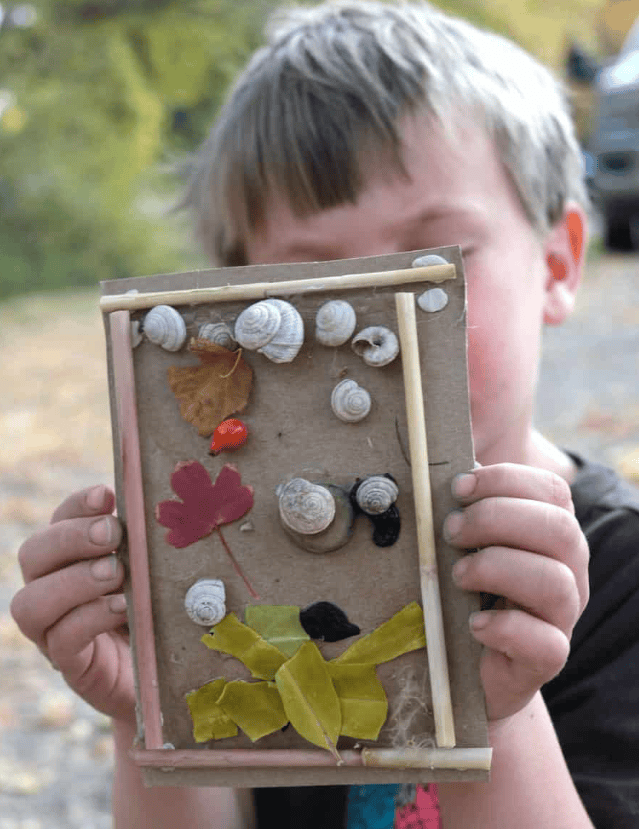 nature frames made with sticks and leaves