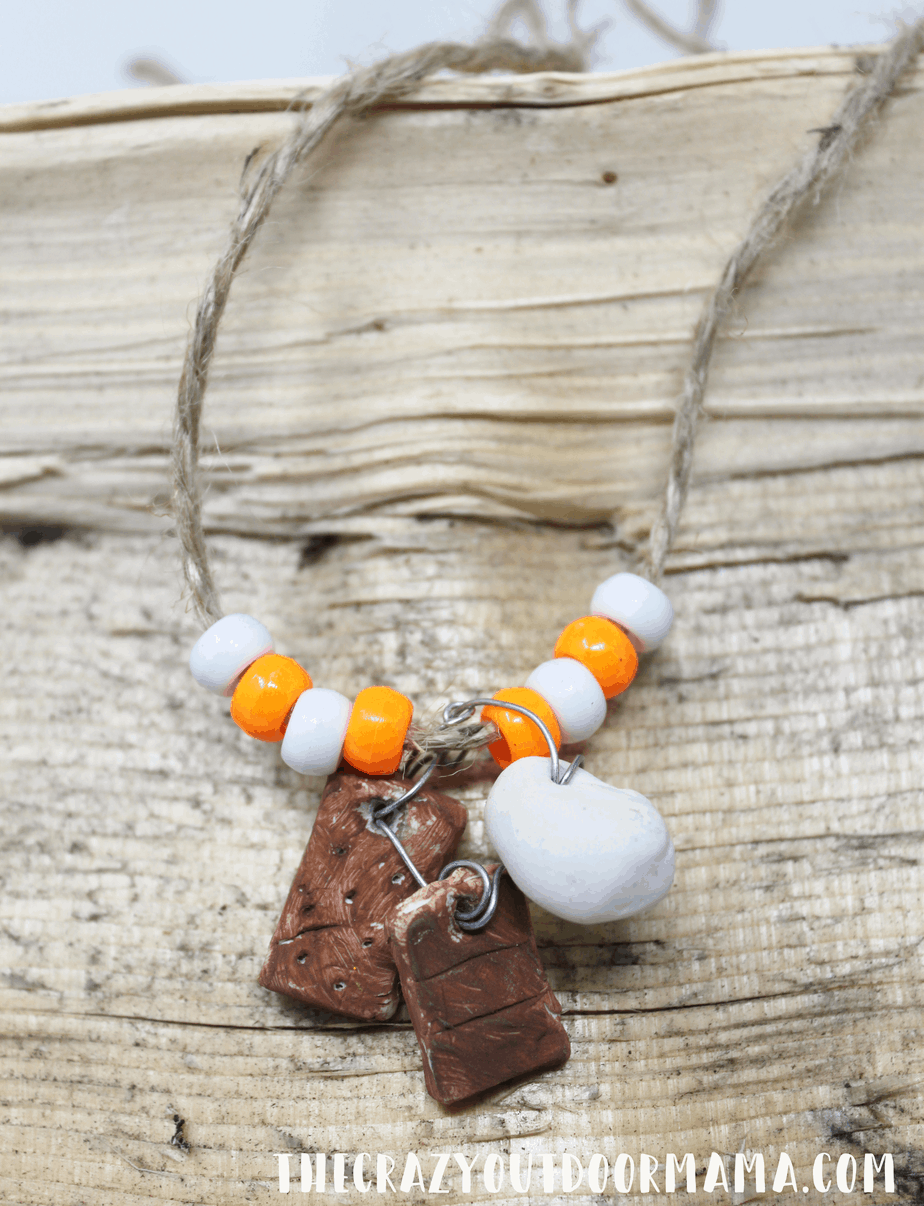 s'more camping necklace for summer camp diy craft