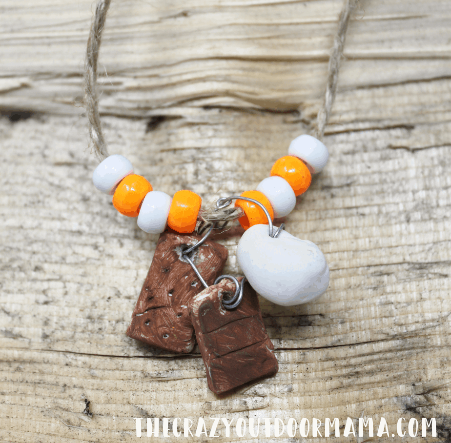 s'more camping necklace for summer camp diy craft