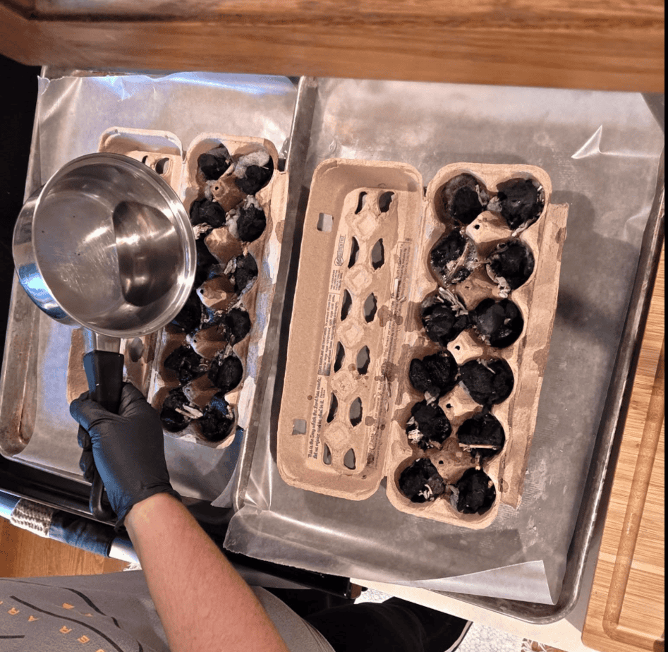 egg carton wax and lint fire starter recipe
