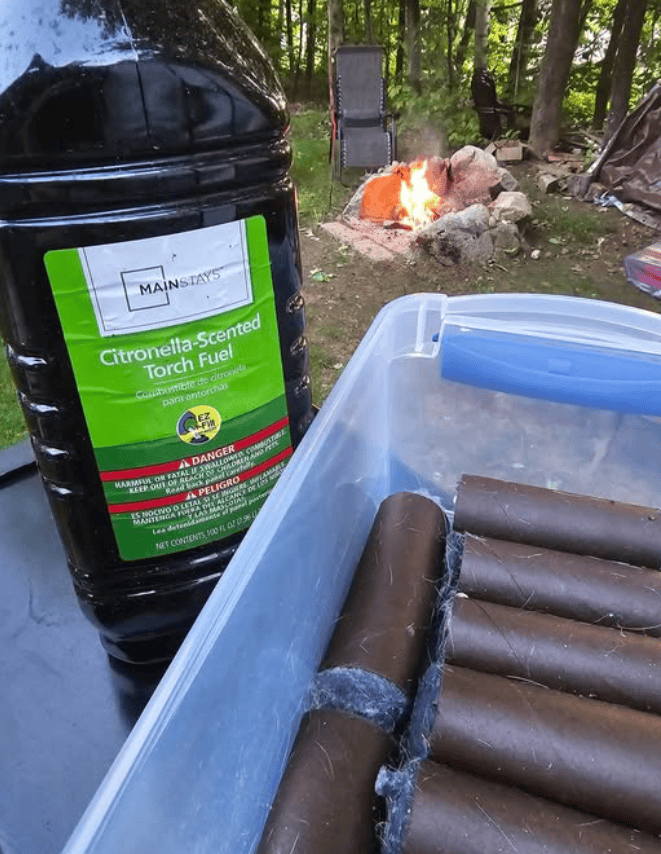 citronella torch fuel fire starter with toilet paper rolls
