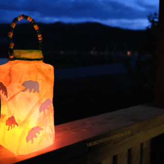 kids camping lantern craft with modge podge and tissue paper