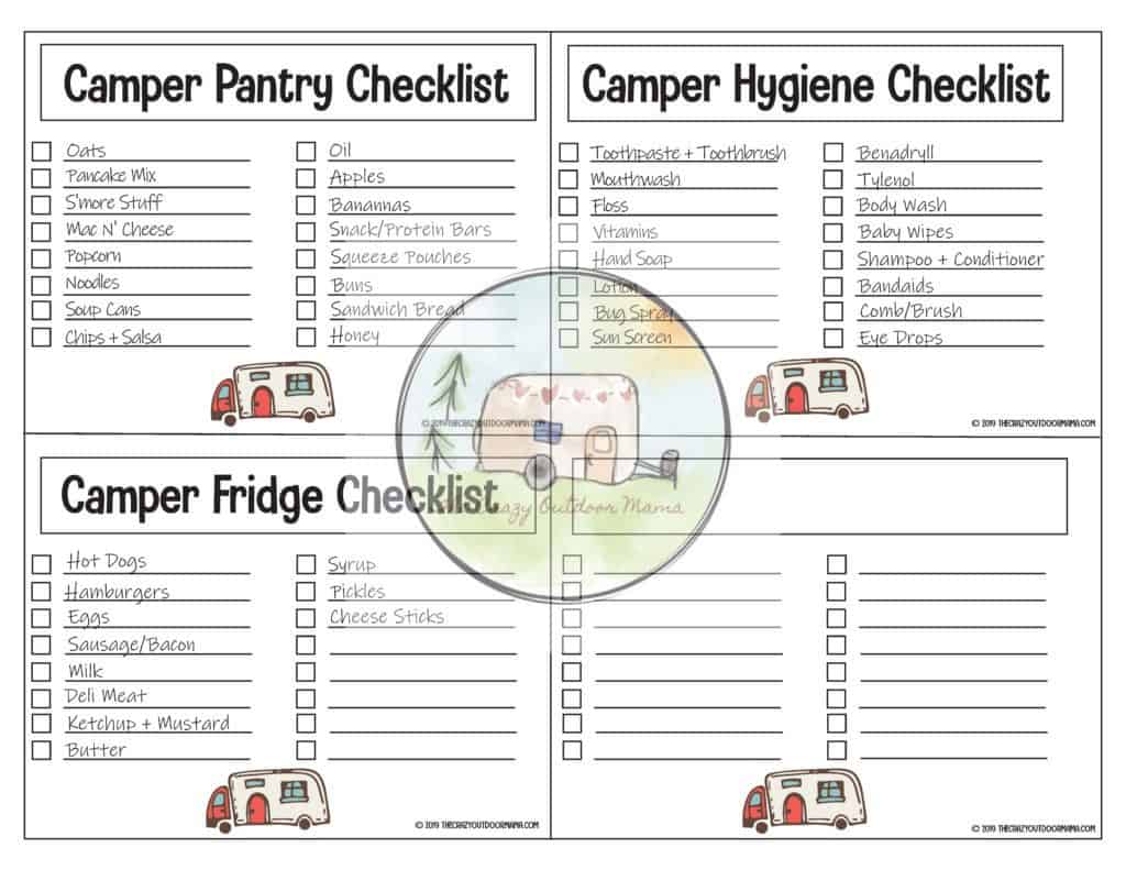 printable camping food and hygiene list