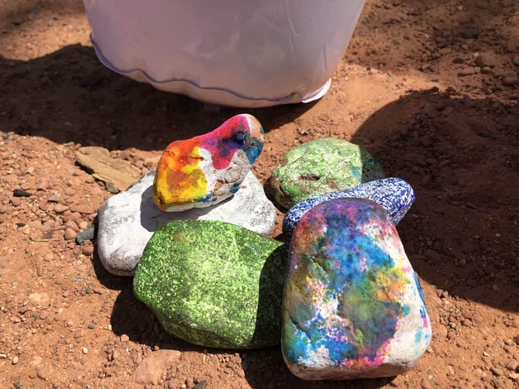 decorate rocks when stuck inside with kids while camping