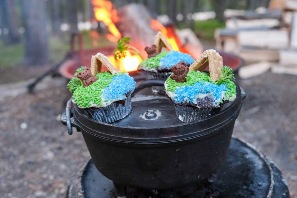 camping dessert dutch oven cupcakes for family