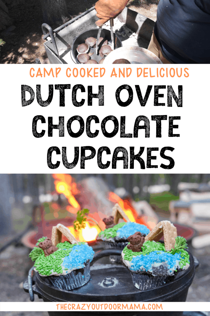 dutch oven chocolate cupcakes baked at camp for camping dessert