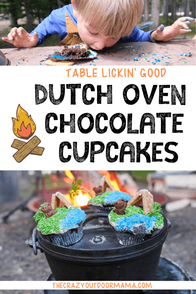 kids camping dessert food dutch oven chocolate cupcakes