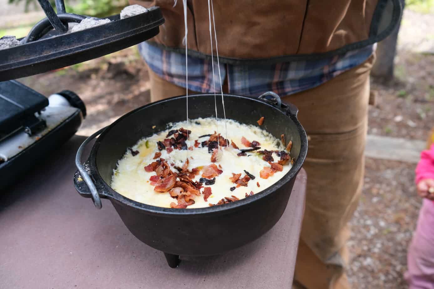 Campfire Cooking FOUR Cheese Dutch Oven Cheese Dip with Jalapenos and