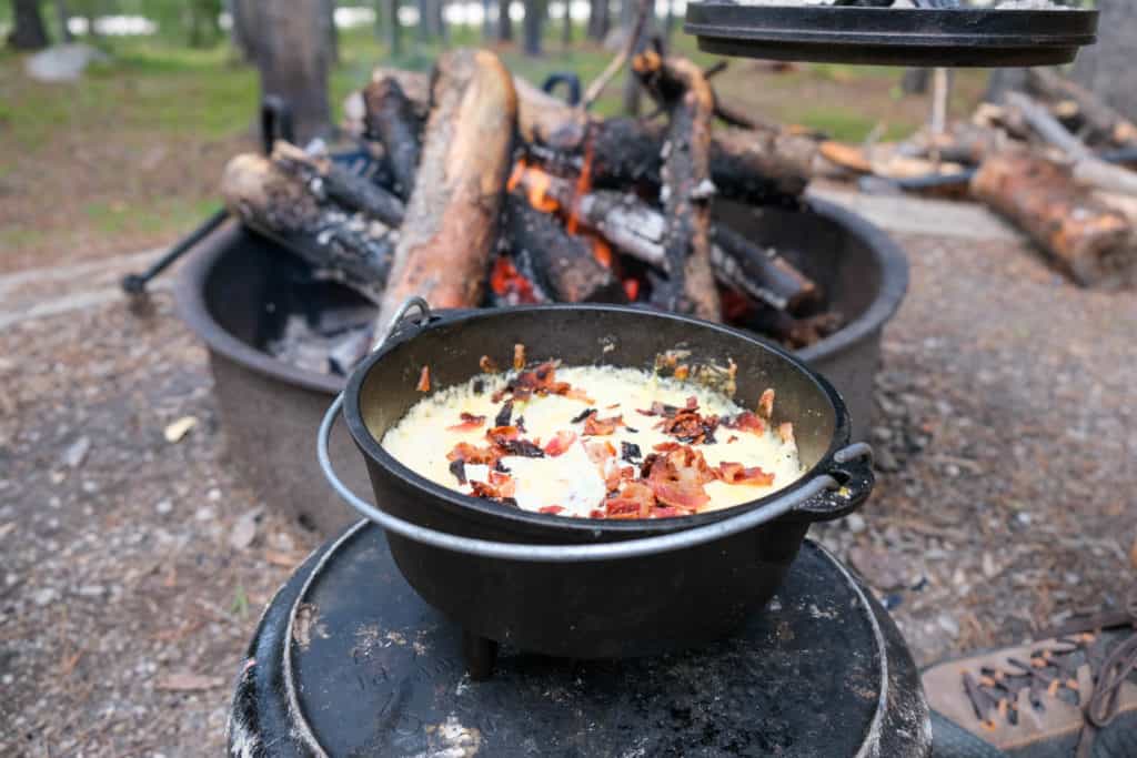 dutch oven cheese and bacon dip recipe for camping