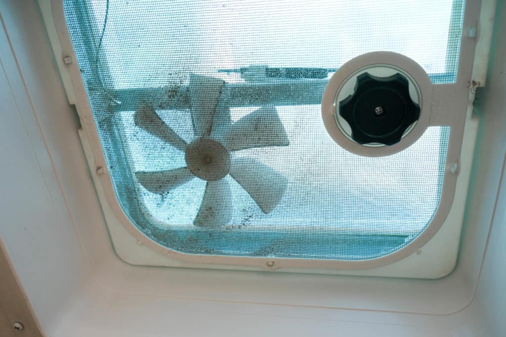 cleaning camper bathroom vent screen