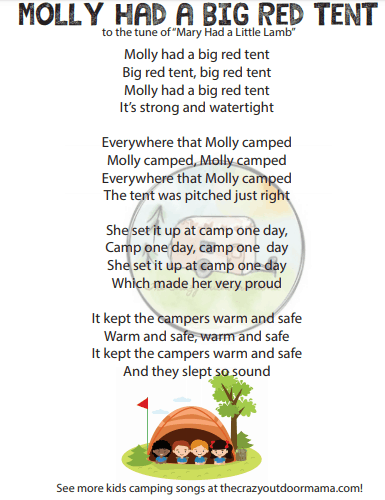 printable camping song for kids and families 