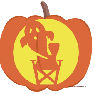 ghost in camp chair pumpkin carving template