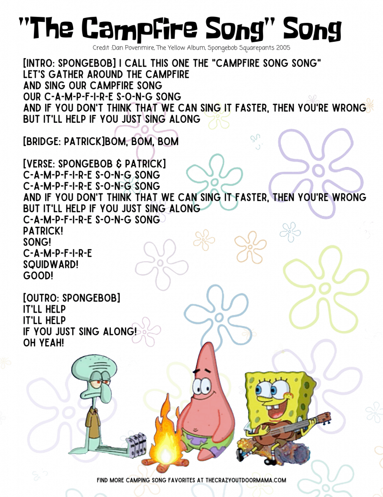 campfire song song spongebob printable