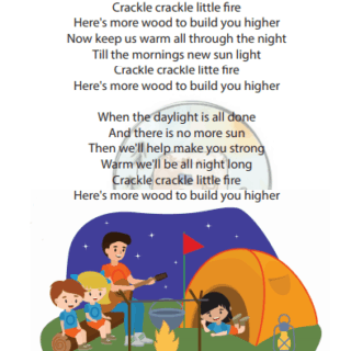 crackle crackle little fire tune of twinkle twinkle little star campfire song