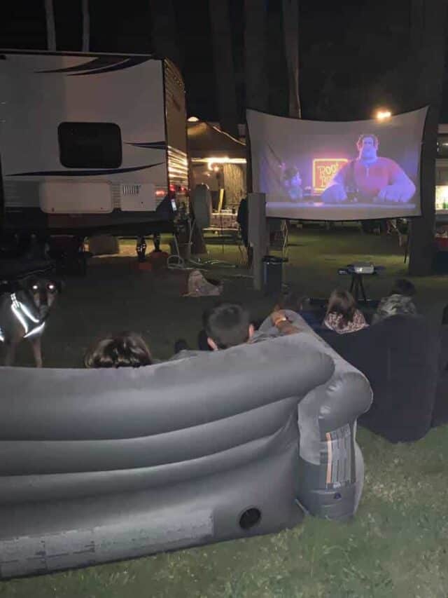 movie projector for fun camping activity at night with the family