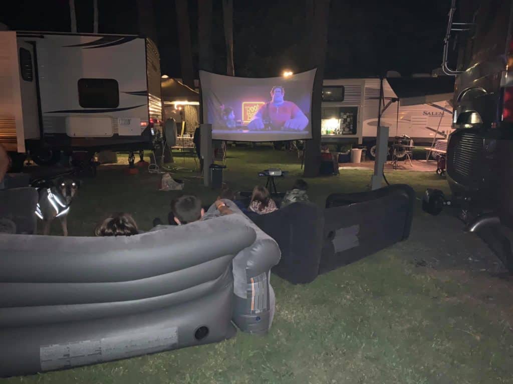 movie projector for fun camping activity at night with the family