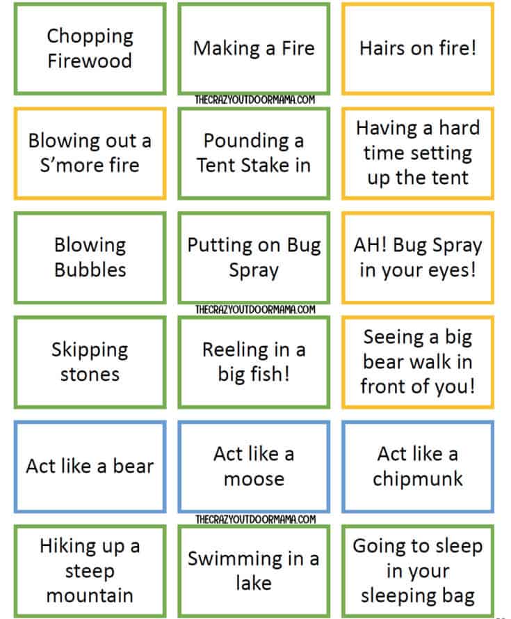 27 Fun Camping Charades Prompts Printable PDF The Crazy Outdoor Mama