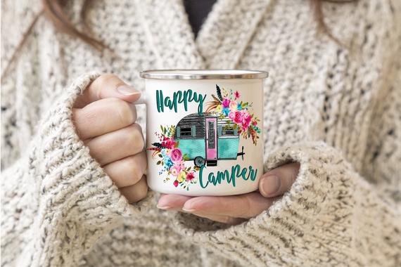 Funny Camping Mug "Caravan & Cuppa & Camping Chair = Contentment" Tea Coffee 