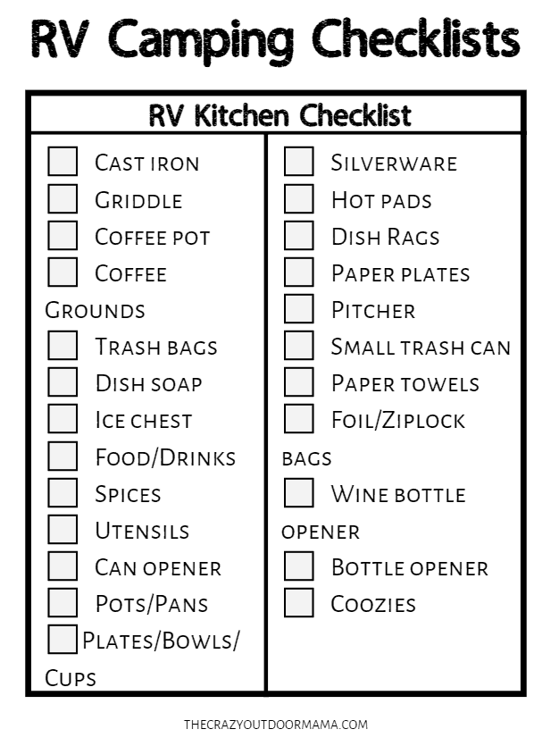rv kitchen checklist