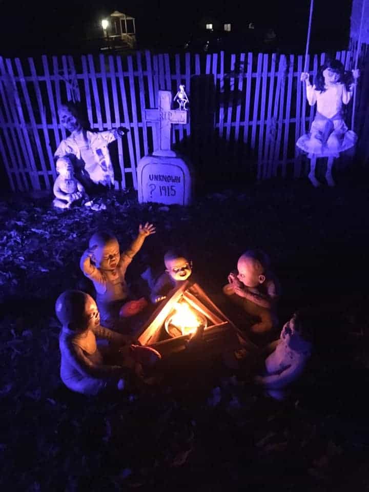 zombie children by campfire